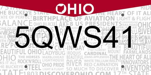 5QWS41 Ohio License Plate