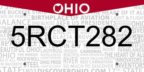 5RCT282 Ohio License Plate