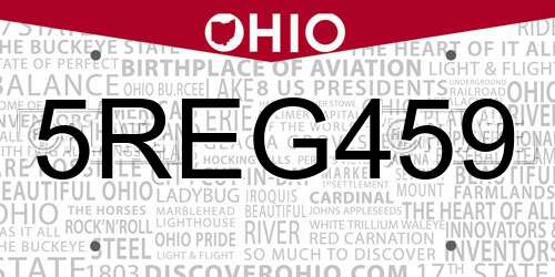 5REG459 Ohio License Plate