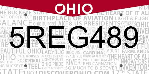 5REG489 Ohio License Plate