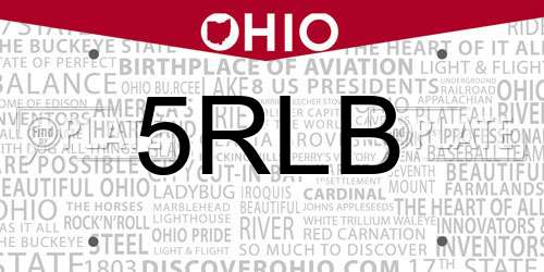 5RLB Ohio License Plate