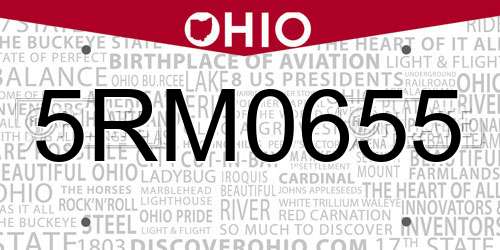 5RM0655 Ohio License Plate