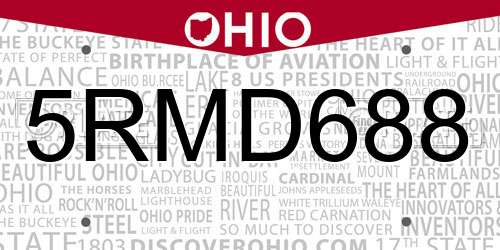 5RMD688 Ohio License Plate