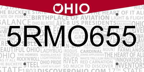 5RMO655 Ohio License Plate
