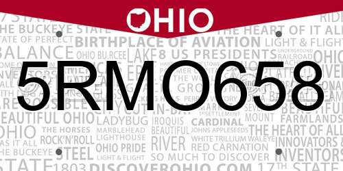 5RMO658 Ohio License Plate