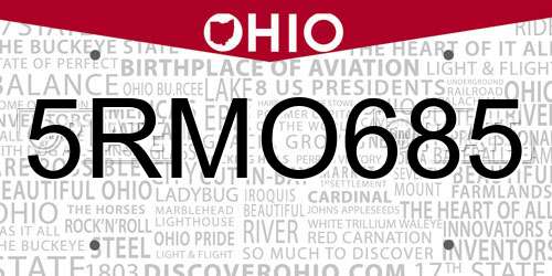 5RMO685 Ohio License Plate