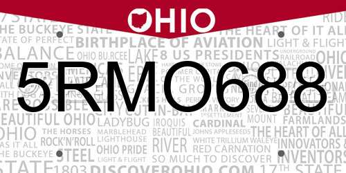 5RMO688 Ohio License Plate