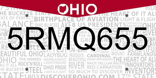 5RMQ655 Ohio License Plate