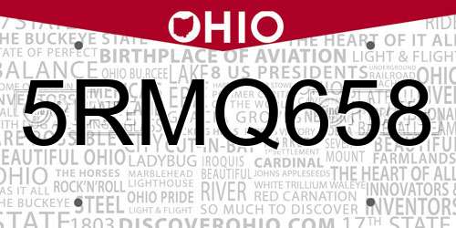 5RMQ658 Ohio License Plate
