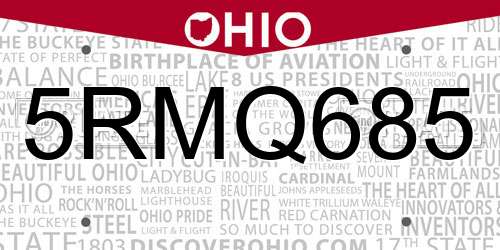 5RMQ685 Ohio License Plate