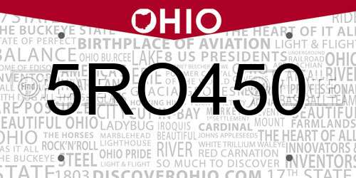 5RO450 Ohio License Plate