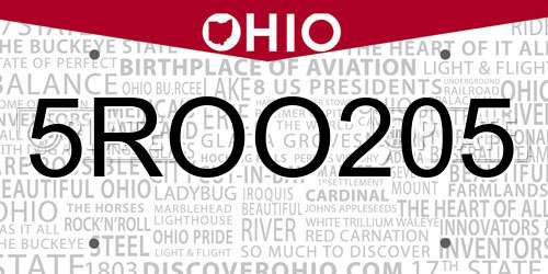 5ROO205 Ohio License Plate