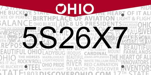5S26X7 Ohio License Plate