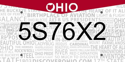 5S76X2 Ohio License Plate