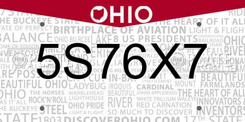 5S76X7 Ohio License Plate