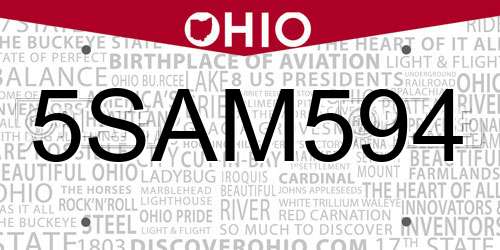 5SAM594 Ohio License Plate
