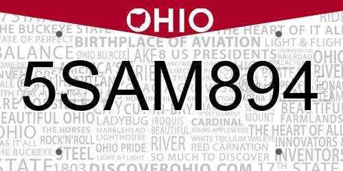 5SAM894 Ohio License Plate