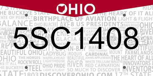 5SC1408 Ohio License Plate