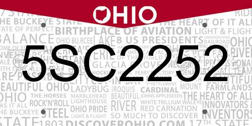 5SC2252 Ohio License Plate