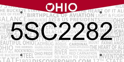 5SC2282 Ohio License Plate