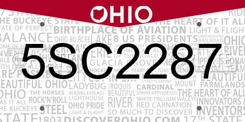 5SC2287 Ohio License Plate