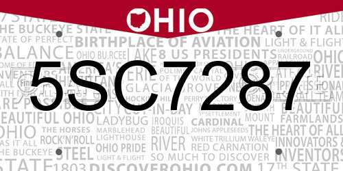 5SC7287 Ohio License Plate