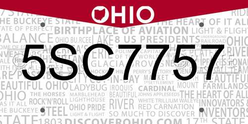 5SC7757 Ohio License Plate