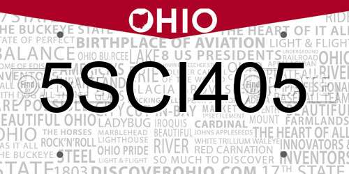 5SCI405 Ohio License Plate