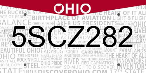 5SCZ282 Ohio License Plate