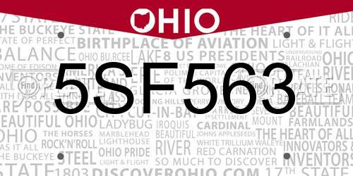 5SF563 Ohio License Plate