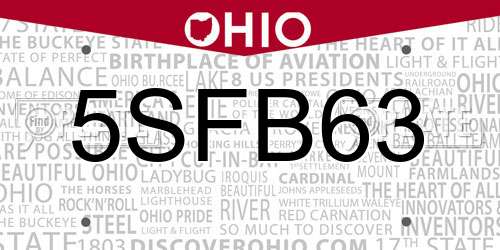 5SFB63 Ohio License Plate