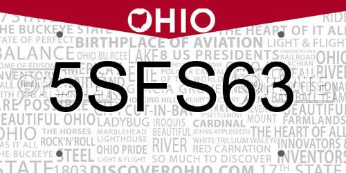5SFS63 Ohio License Plate