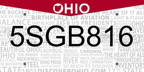 5SGB816 Ohio License Plate