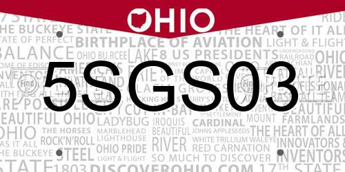5SGS03 Ohio License Plate