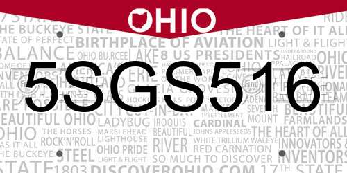5SGS516 Ohio License Plate