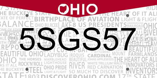 5SGS57 Ohio License Plate