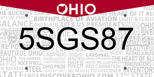 5SGS87 Ohio License Plate
