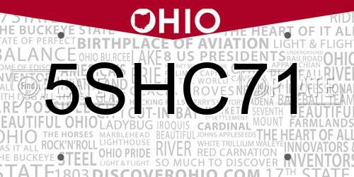 5SHC71 Ohio License Plate