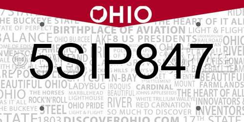 5SIP847 Ohio License Plate