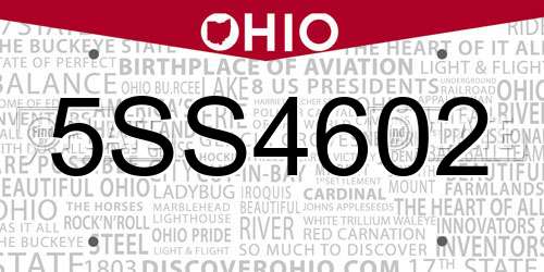 5SS4602 Ohio License Plate