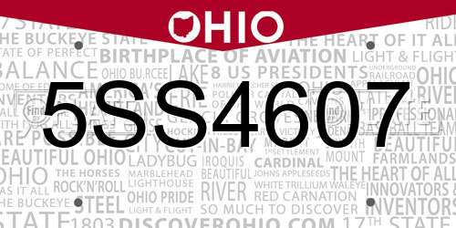 5SS4607 Ohio License Plate