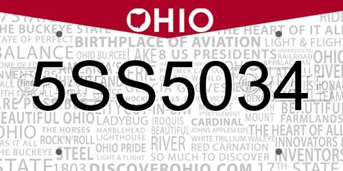 5SS5034 Ohio License Plate