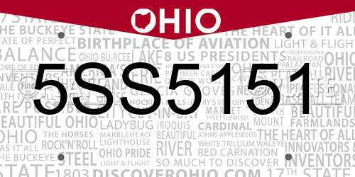 5SS5151 Ohio License Plate