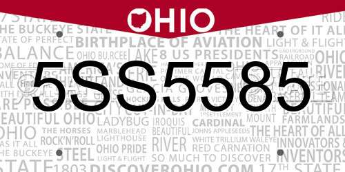 5SS5585 Ohio License Plate