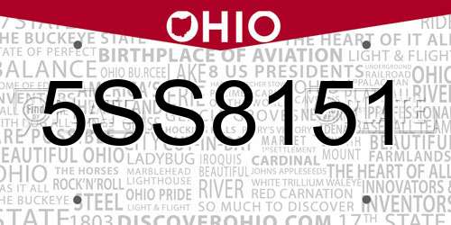 5SS8151 Ohio License Plate