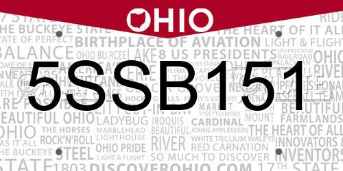 5SSB151 Ohio License Plate