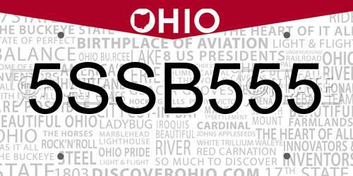 5SSB555 Ohio License Plate