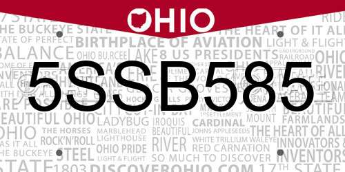 5SSB585 Ohio License Plate