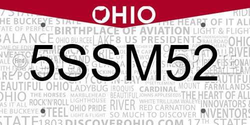 5SSM52 Ohio License Plate