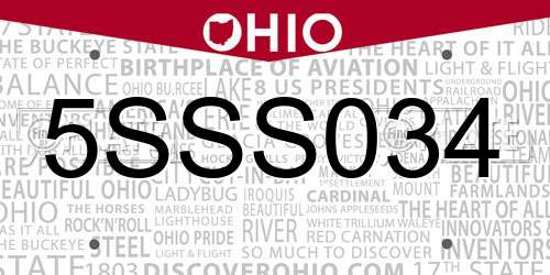 5SSS034 Ohio License Plate